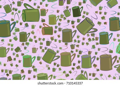 Hand drawn coffee cup illustrations background, good for graphic design, wallpapers or booklets. Cartoon style vector graphic.