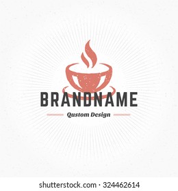 Hand drawn Coffee Cup Logo Vintage Style for Logotype, Label, Badge and other design. Vector illustration.