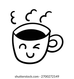 Icono de elemento de contorno de taza de café dibujado a mano
