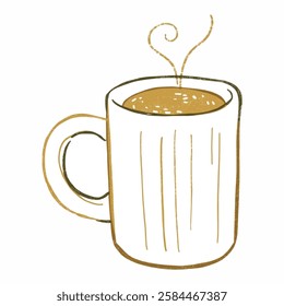 Hand Drawn Coffee Cup with Steam, Simple and Cozy Aesthetic A cozy coffee cup drawing with steam rising, capturing a warm and inviting feeling.