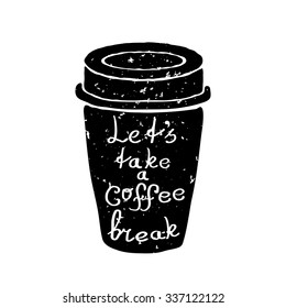 Hand Drawn Coffee Cup with Text Vector Illustration
