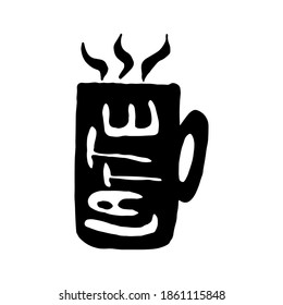Hand drawn coffee cup. Vector illustration isolated on white background. Template for sticker pack, greeting card, banner or poster. Morning mood