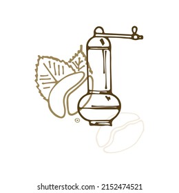 hand drawn coffee doodles: drinks, desserts, beans and other related objects. Vector sketch illustration.