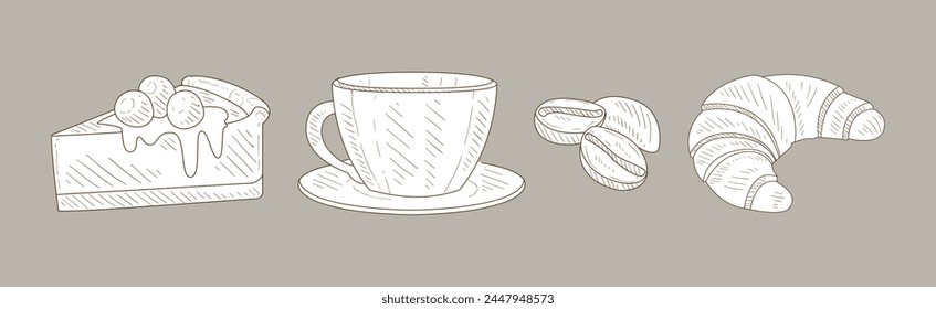 Hand Drawn Coffee Drink Element and Object Vector Set