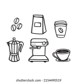 hand drawn coffee element illustration 