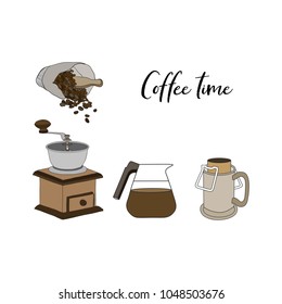 Hand drawn coffee icon on white background