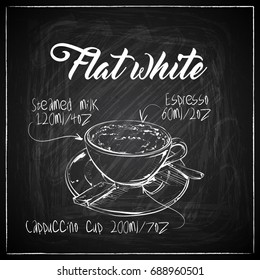 Hand drawn coffee illustration on a chalkboard background. Vector collection.