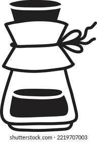 Hand gezeichnete Kaffeekotelemaschine einzeln auf Hintergrund