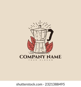 Hand drawn coffee logo vector design template