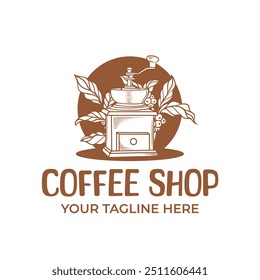 Hand drawn coffee logo vintage template