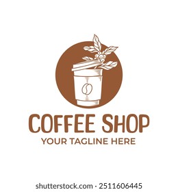 Hand drawn coffee logo vintage template