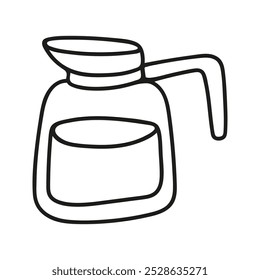 Hand drawn coffee maker, teapot. Kitchen utensils doodle illustration