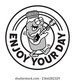 Hand drawn coffee mascot badges cartoon illustration