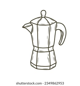 Hand drawn coffee moka pot coffee vector illustration