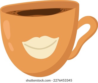 Hand drawn coffee mug icon flat vector illustration of cup with coffee cartoon design element
