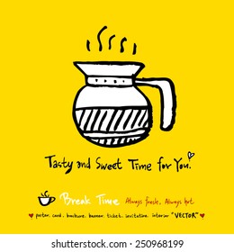 Hand drawn coffee poster illustration - vector