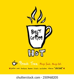 Hand drawn coffee poster illustration - vector