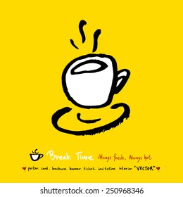 Hand drawn coffee poster illustration - vector
