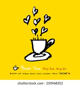 Hand drawn coffee poster illustration - vector