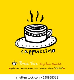 Hand drawn coffee poster illustration - vector