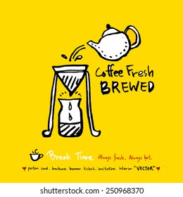 Hand drawn coffee poster illustration - vector