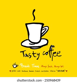Hand drawn coffee poster illustration - vector