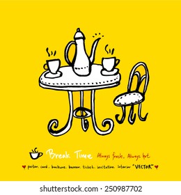 Hand drawn coffee poster illustration - vector