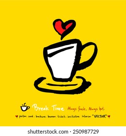 Hand drawn coffee poster illustration - vector