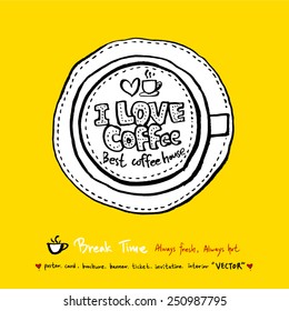Hand drawn coffee poster illustration - vector