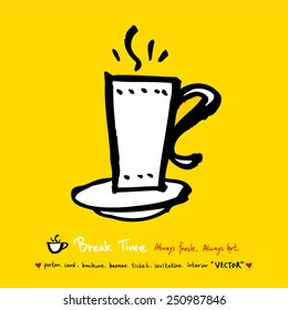 Hand drawn coffee poster illustration - vector