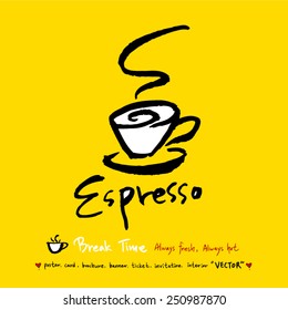 Hand drawn coffee poster illustration - vector