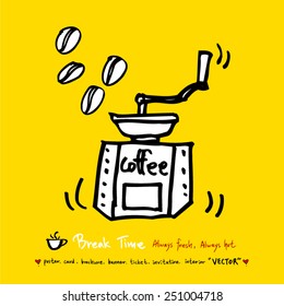 Hand drawn coffee poster illustration - vector