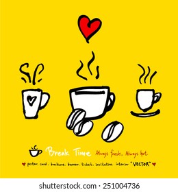 Hand drawn coffee poster illustration - vector