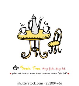 Hand drawn coffee poster illustration - vector