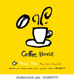 Hand drawn coffee poster illustration - vector