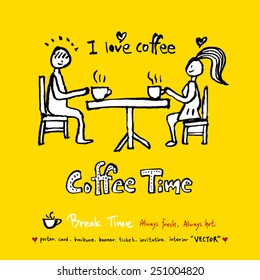 Hand drawn coffee poster illustration - vector