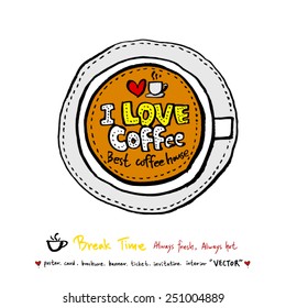 Hand drawn coffee poster illustration - vector