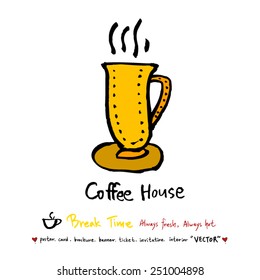 Hand drawn coffee poster illustration - vector