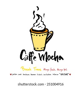 Hand drawn coffee poster illustration - vector