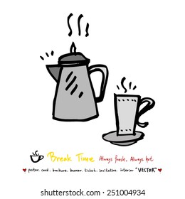 Hand drawn coffee poster illustration - vector