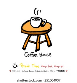 Hand drawn coffee poster illustration - vector