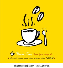 Hand drawn coffee poster illustration - vector