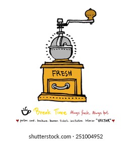 Hand drawn coffee poster illustration - vector