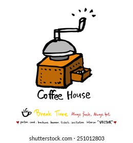 Hand drawn coffee poster illustration - vector