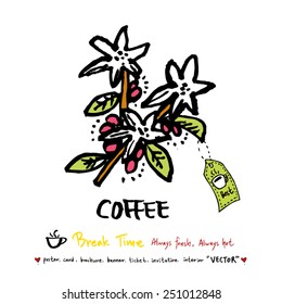 Hand drawn coffee poster illustration - vector