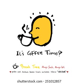 Hand drawn coffee poster illustration - vector