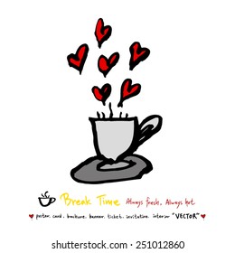 Hand drawn coffee poster illustration - vector