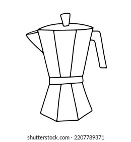 Hand drawn coffee pot Cute doodle illustration isolated on white