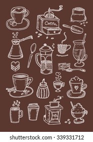 Hand drawn coffee set