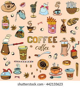 Hand Drawn Coffee Set